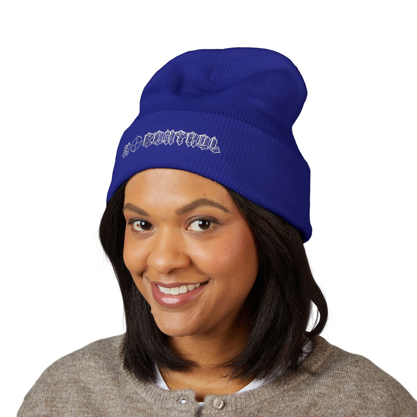 Embroidered 'No Control' Cuffed Beanie