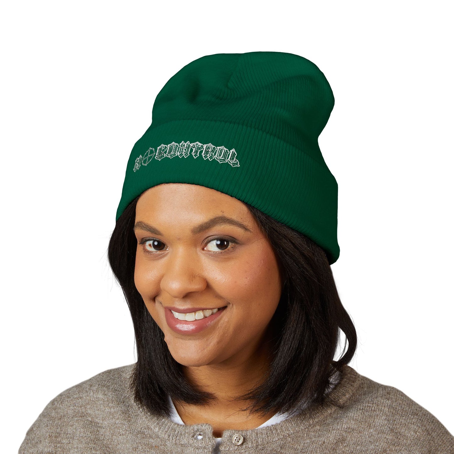 Embroidered 'No Control' Cuffed Beanie