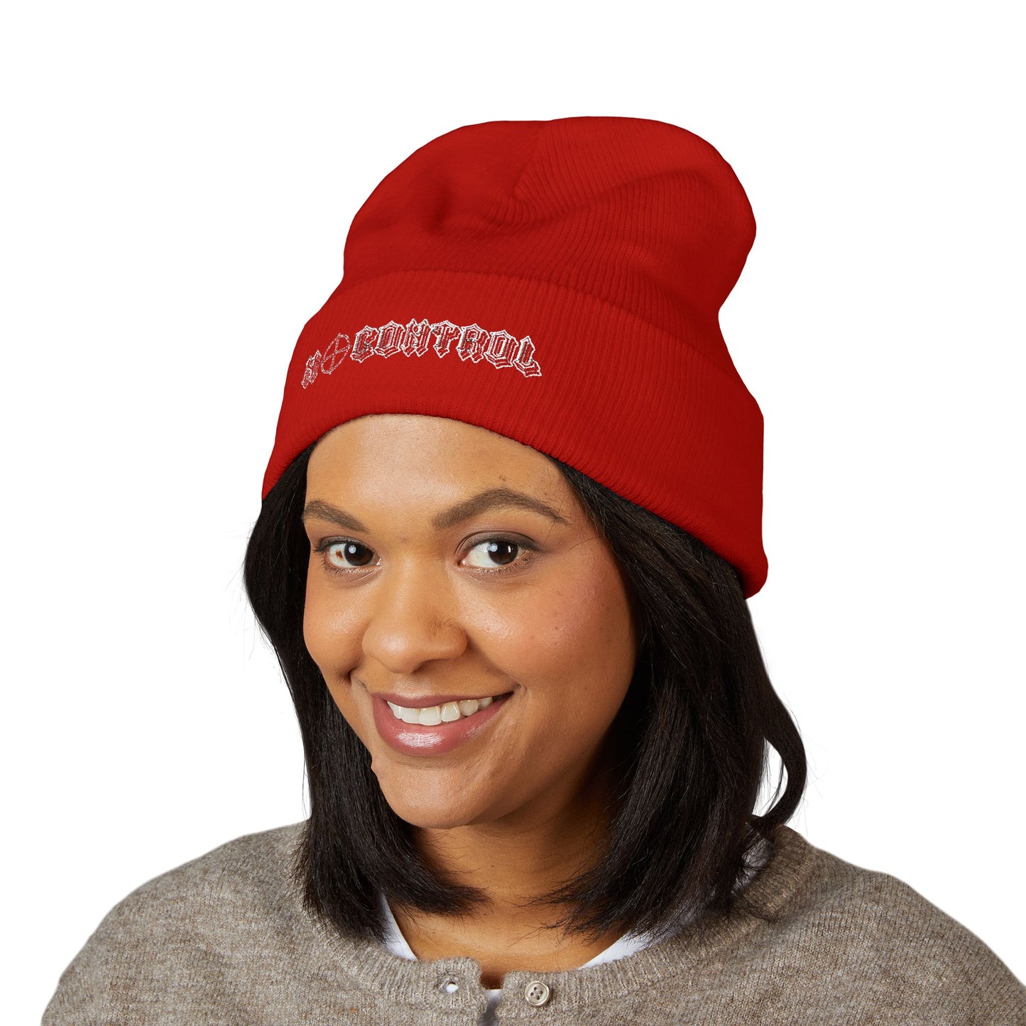 Embroidered 'No Control' Cuffed Beanie