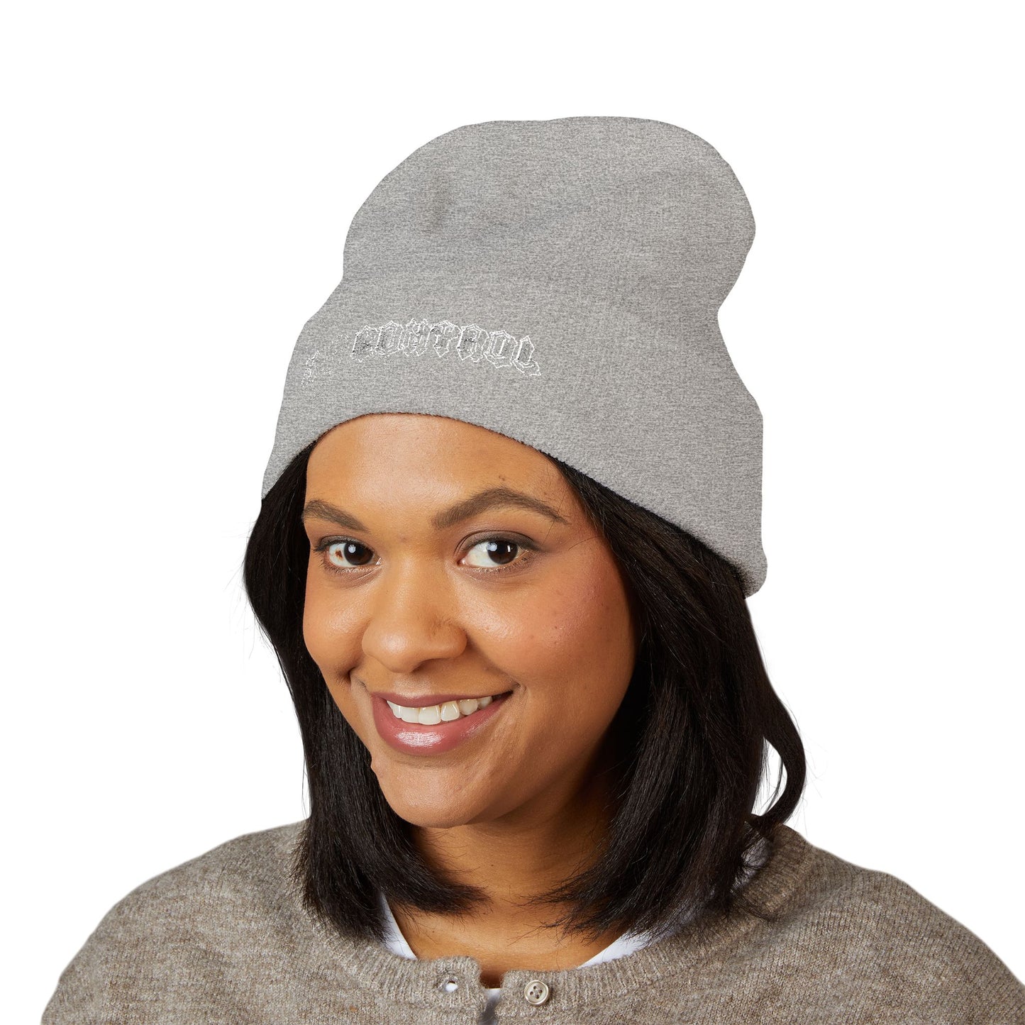 Embroidered 'No Control' Cuffed Beanie