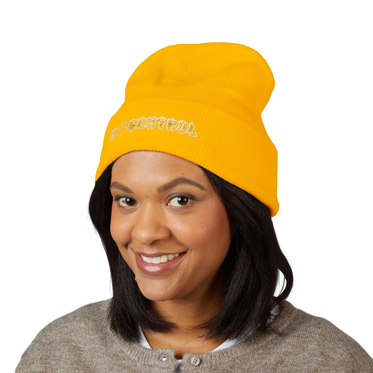 Embroidered 'No Control' Cuffed Beanie