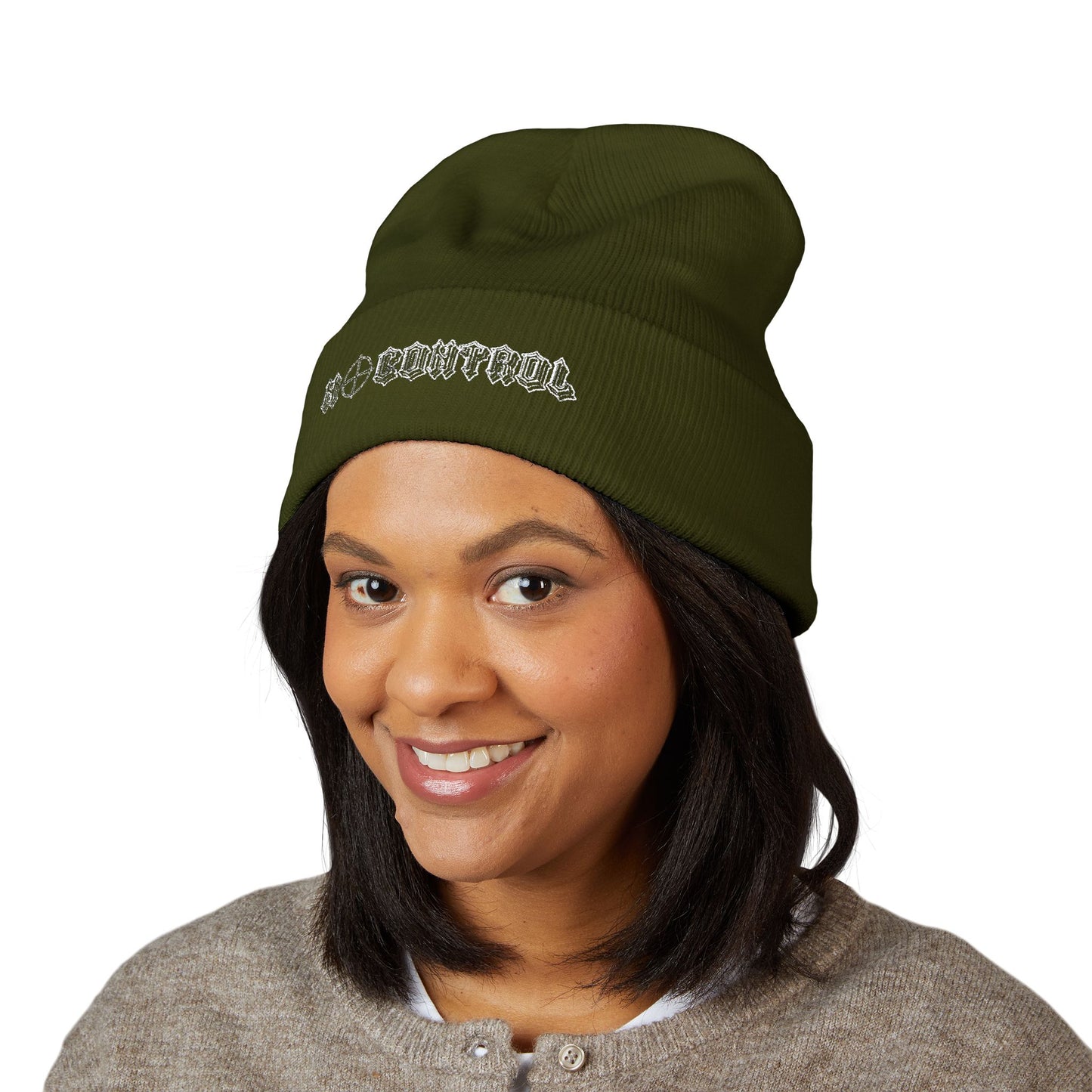 Embroidered 'No Control' Cuffed Beanie